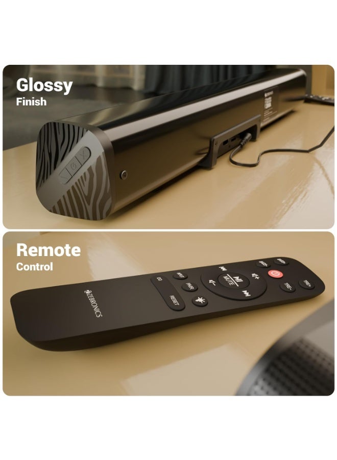 ZEBRONICS 90 Watts, Compact Soundbar, Home Theatre, Dual Driver Soundbar, 11.43cm Subwoofer, HDMI ARC, Bluetooth v5.1, Wall Mountable, Glossy Finish (Juke BAR 200A) - Image 4